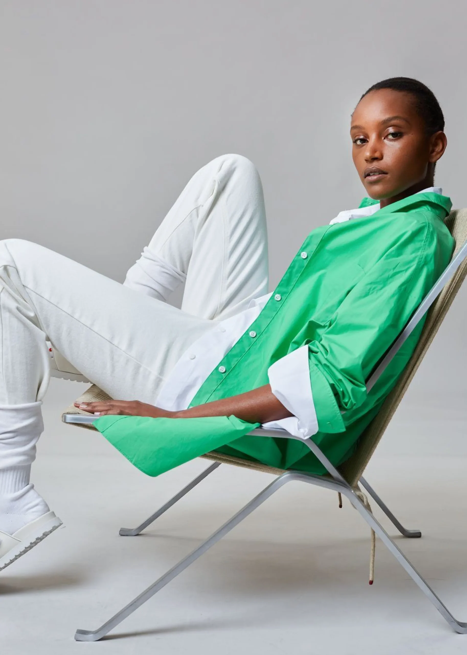 The Frankie Shop Melody Oversized Cotton Shirt Island Green Best