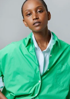 The Frankie Shop Melody Oversized Cotton Shirt Island Green Best
