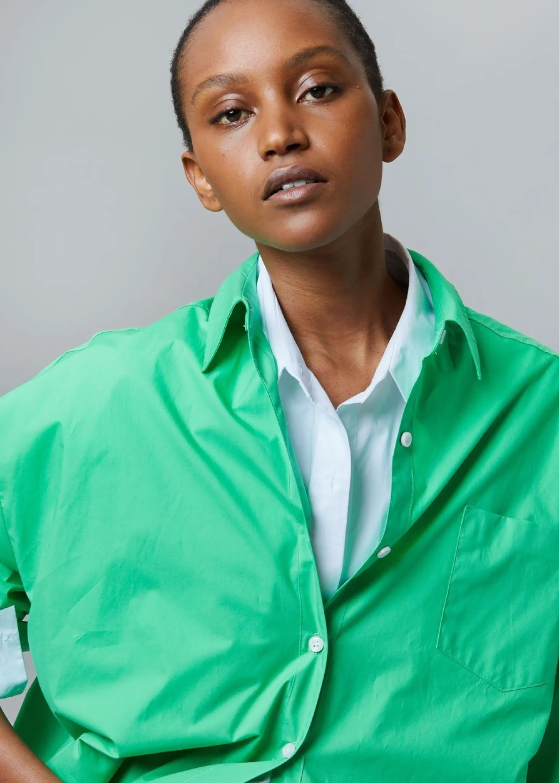 The Frankie Shop Melody Oversized Cotton Shirt Island Green Best