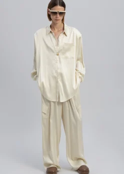 The Frankie Shop Menne Silky Shirt Ivory Hot