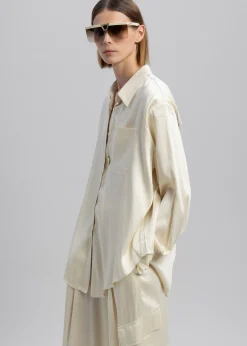 The Frankie Shop Menne Silky Shirt Ivory Hot