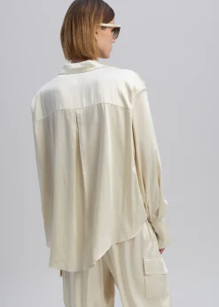 The Frankie Shop Menne Silky Shirt Ivory Hot