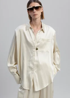 The Frankie Shop Menne Silky Shirt Ivory Hot