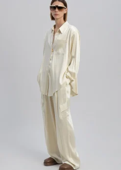The Frankie Shop Menne Silky Shirt Ivory Hot