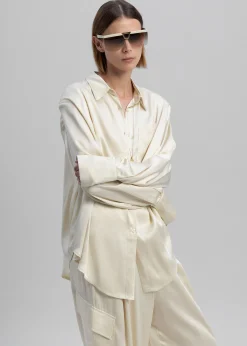The Frankie Shop Menne Silky Shirt Ivory Hot
