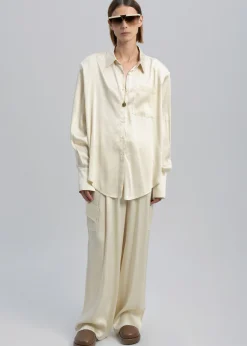 The Frankie Shop Menne Silky Shirt Ivory Hot