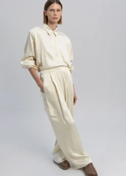 The Frankie Shop Menne Silky Shirt Ivory Hot