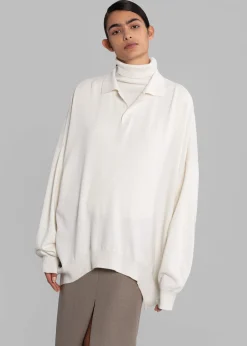 The Frankie Shop Meriel Polo Sweater Cream Best
