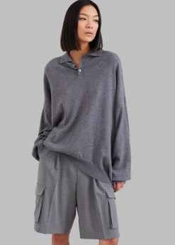 The Frankie Shop Meriel Polo Sweater Grey Outlet