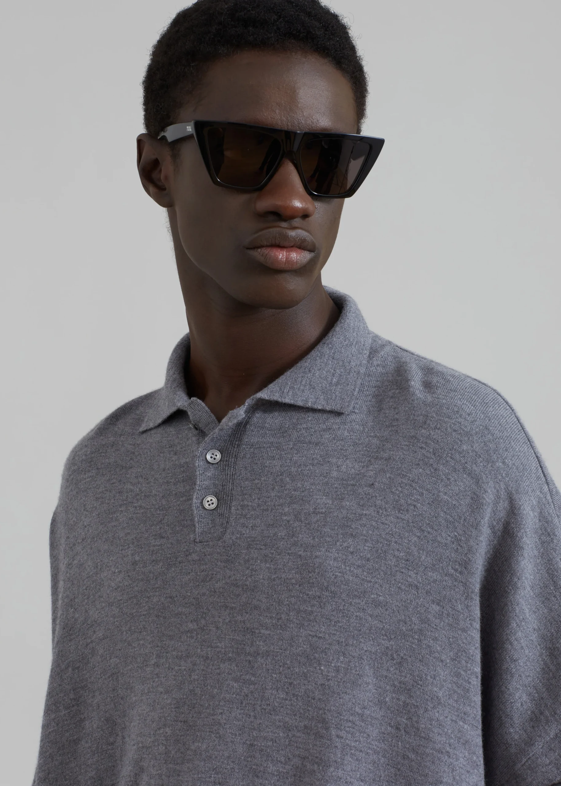 The Frankie Shop Meriel Polo Sweater Grey Outlet