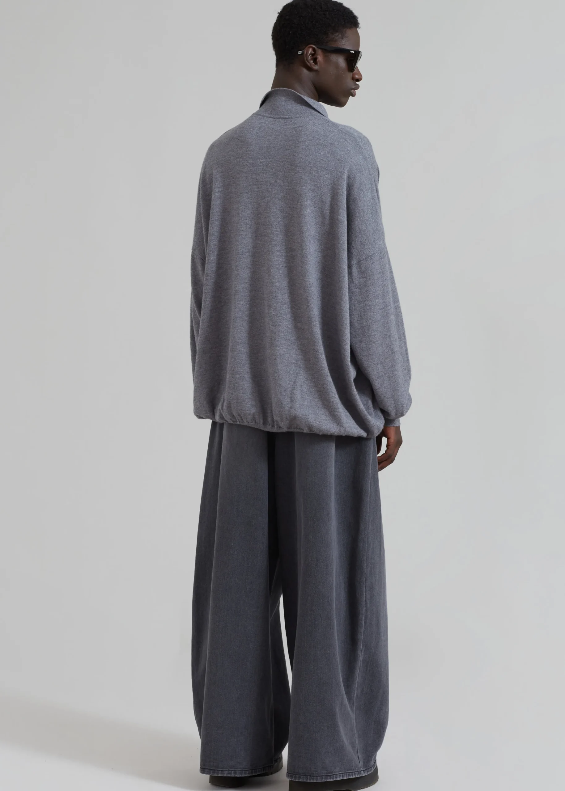 The Frankie Shop Meriel Polo Sweater Grey Outlet