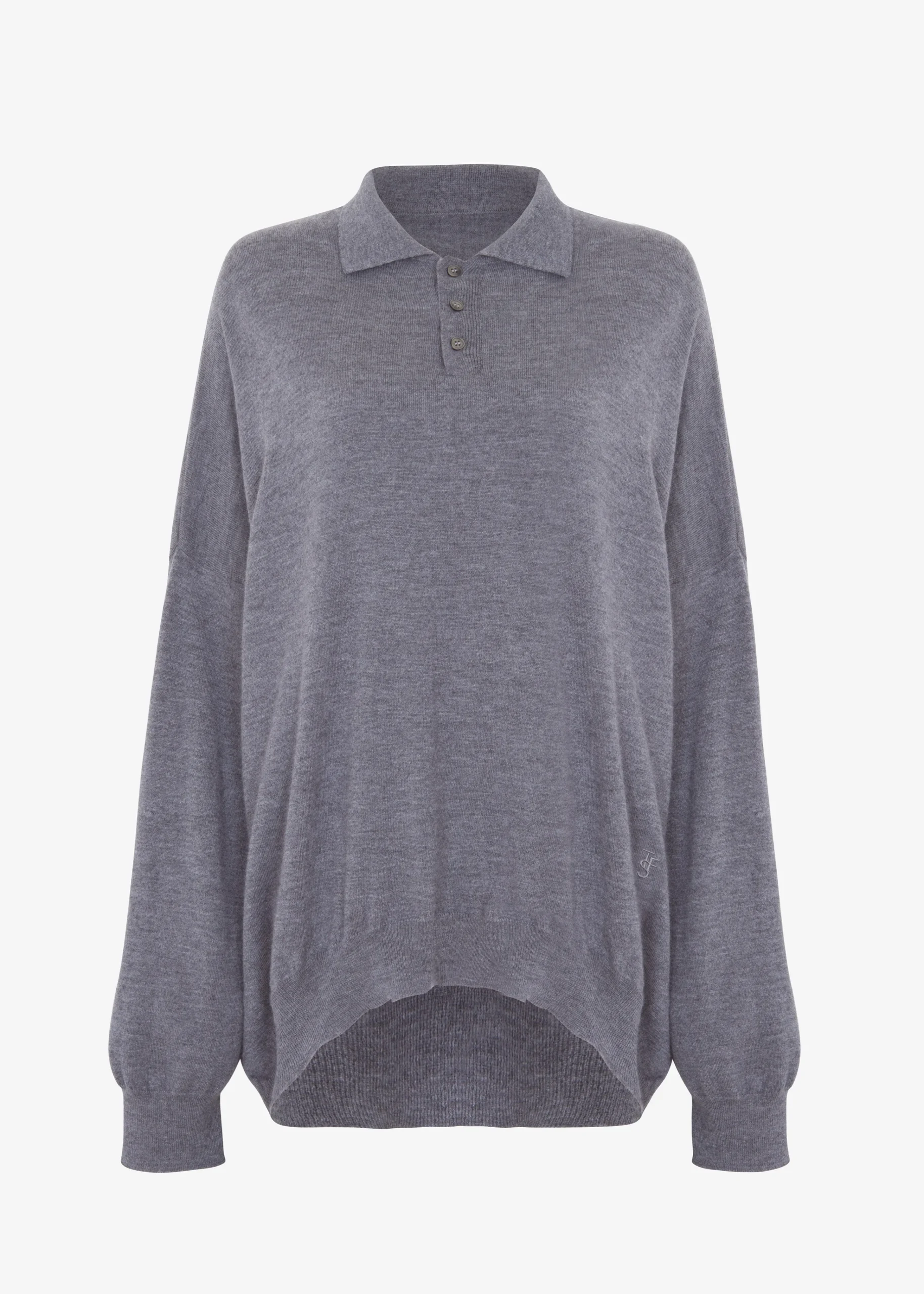 The Frankie Shop Meriel Polo Sweater Grey Outlet