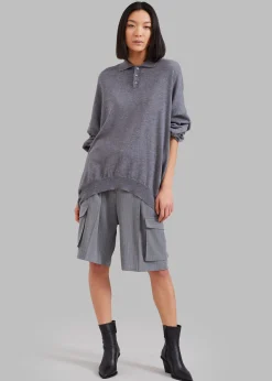 The Frankie Shop Meriel Polo Sweater Grey Outlet