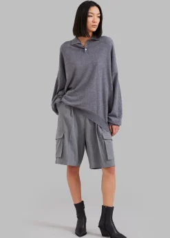 The Frankie Shop Meriel Polo Sweater Grey Outlet