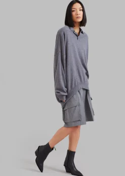 The Frankie Shop Meriel Polo Sweater Grey Outlet