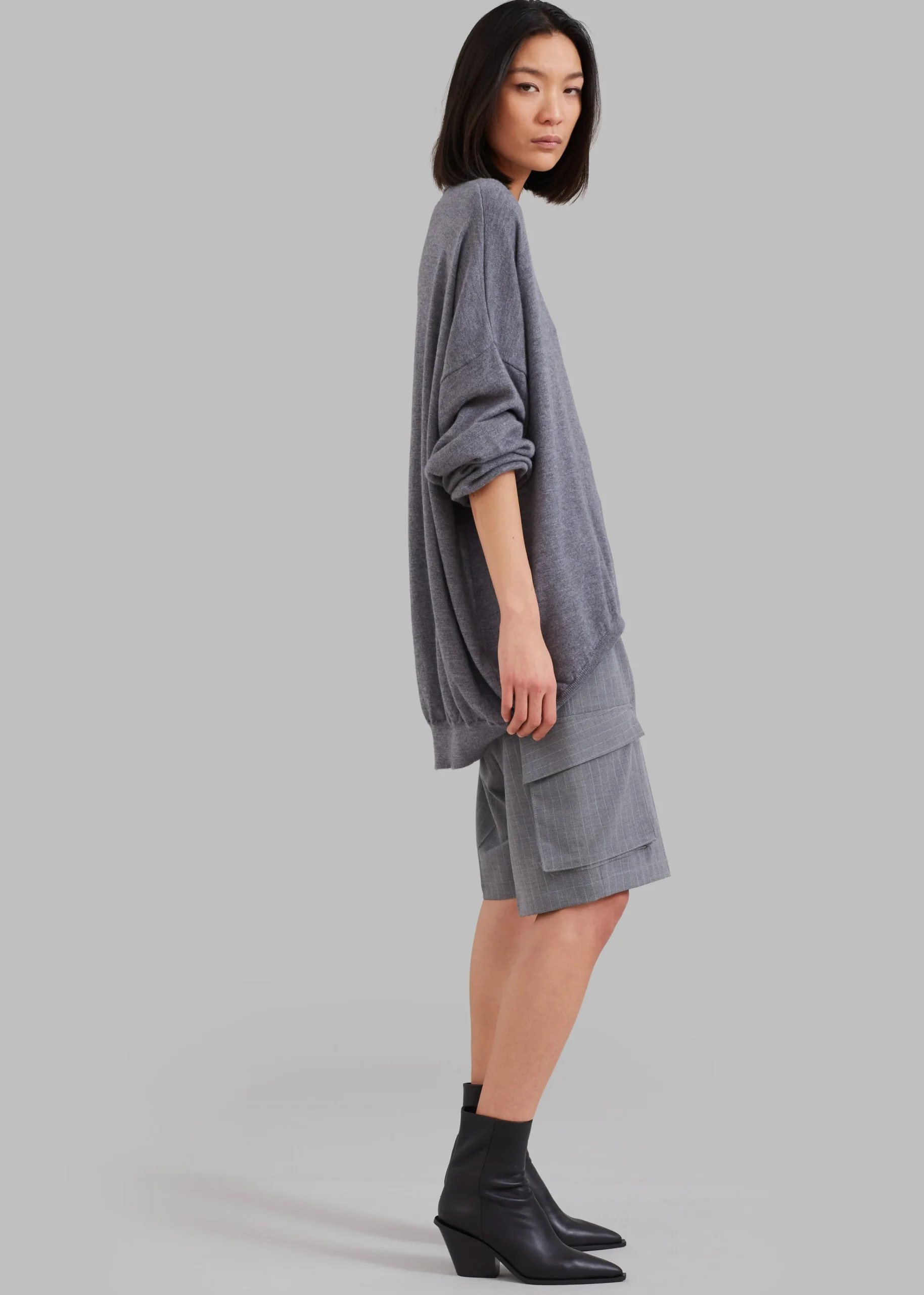 The Frankie Shop Meriel Polo Sweater Grey Outlet