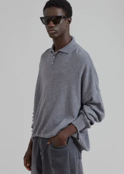 The Frankie Shop Meriel Polo Sweater Grey Outlet