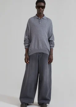 The Frankie Shop Meriel Polo Sweater Grey Outlet