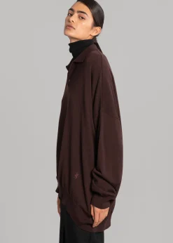The Frankie Shop Meriel Polo Sweater Chocolate Plum Online
