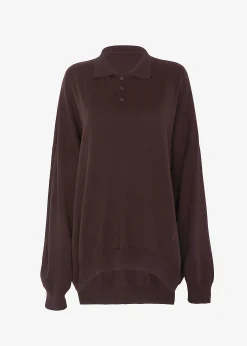 The Frankie Shop Meriel Polo Sweater Chocolate Plum Online