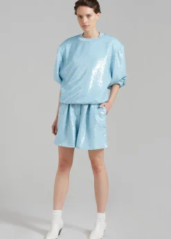 The Frankie Shop Metz Sequins Sweatshirt Sky Clearance