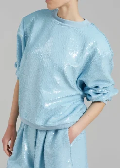 The Frankie Shop Metz Sequins Sweatshirt Sky Clearance