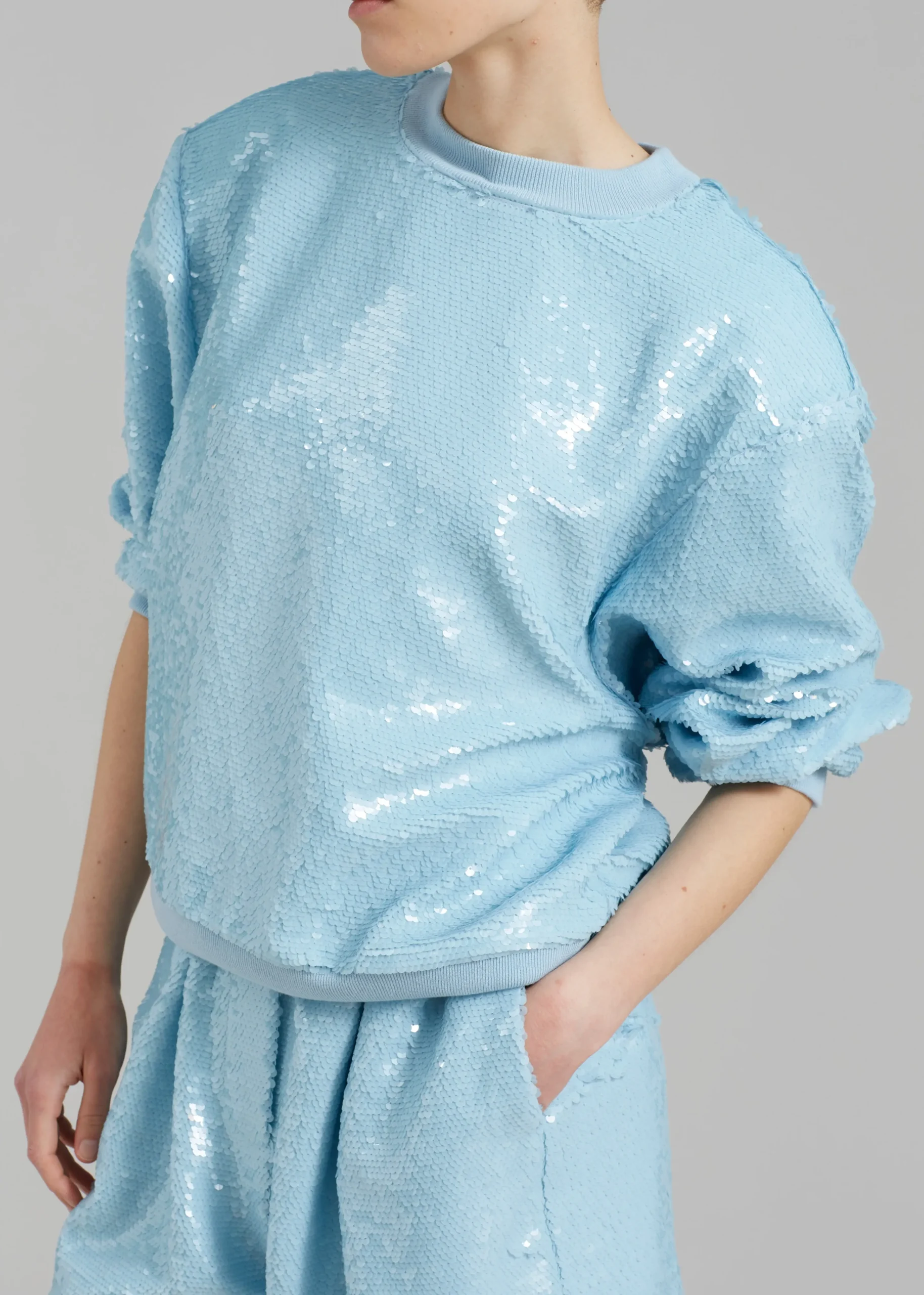 The Frankie Shop Metz Sequins Sweatshirt Sky Clearance