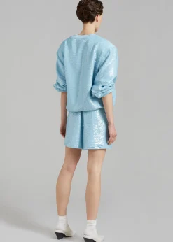 The Frankie Shop Metz Sequins Sweatshirt Sky Clearance