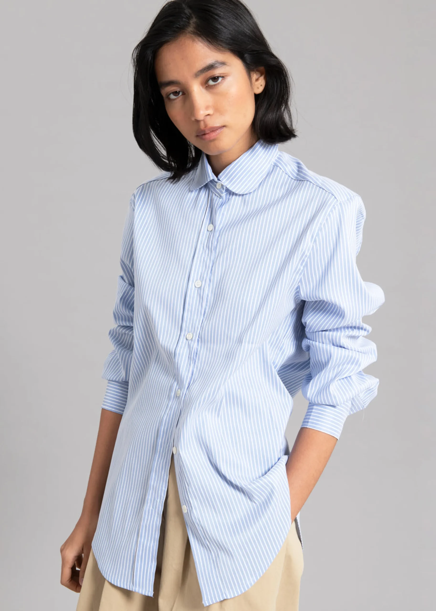 The Frankie Shop Mina Shirt Blue Stripe Hot