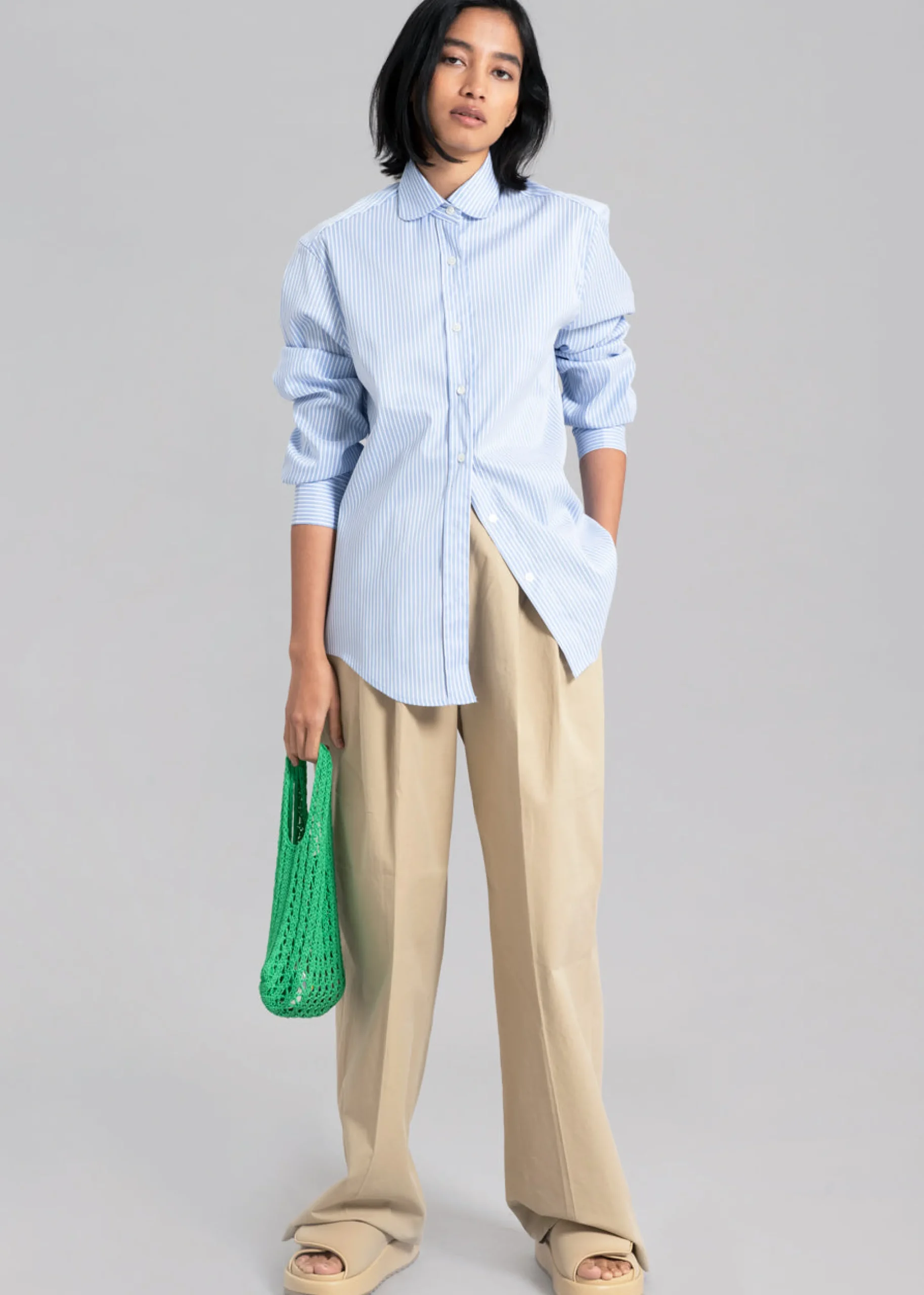 The Frankie Shop Mina Shirt Blue Stripe Hot
