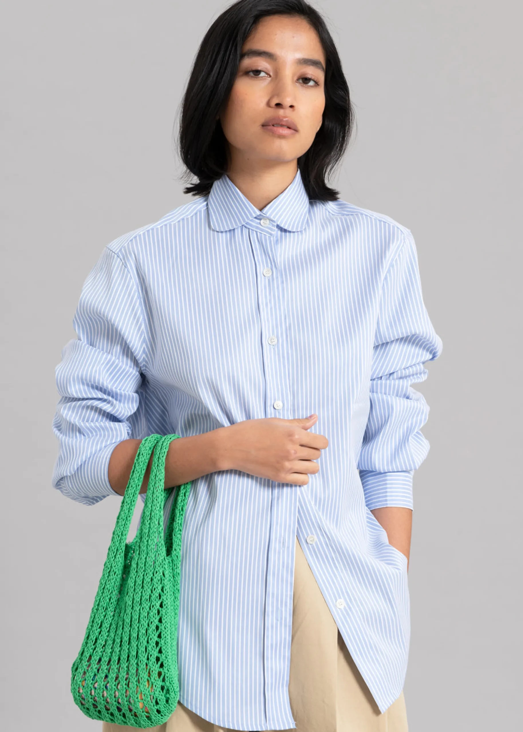 The Frankie Shop Mina Shirt Blue Stripe Hot