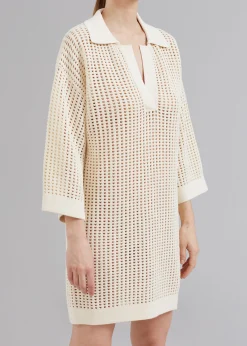 The Frankie Shop Nanushka Siya Long Sleeve Collared Dress Creme Discount