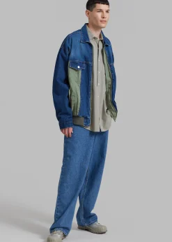 The Frankie Shop Nash Denim Color-Block Jacket Blue