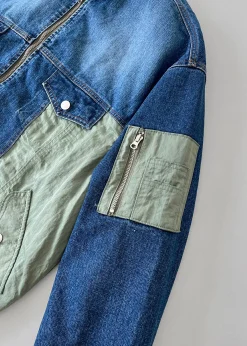 The Frankie Shop Nash Denim Color-Block Jacket Blue
