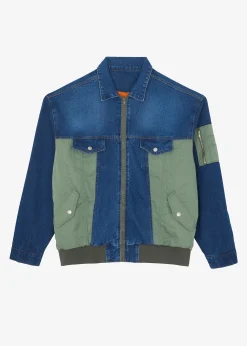 The Frankie Shop Nash Denim Color-Block Jacket Blue