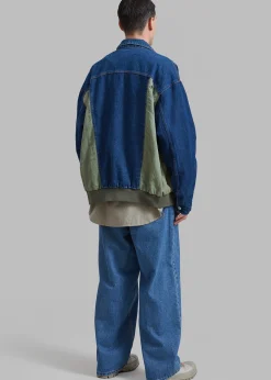 The Frankie Shop Nash Denim Color-Block Jacket Blue