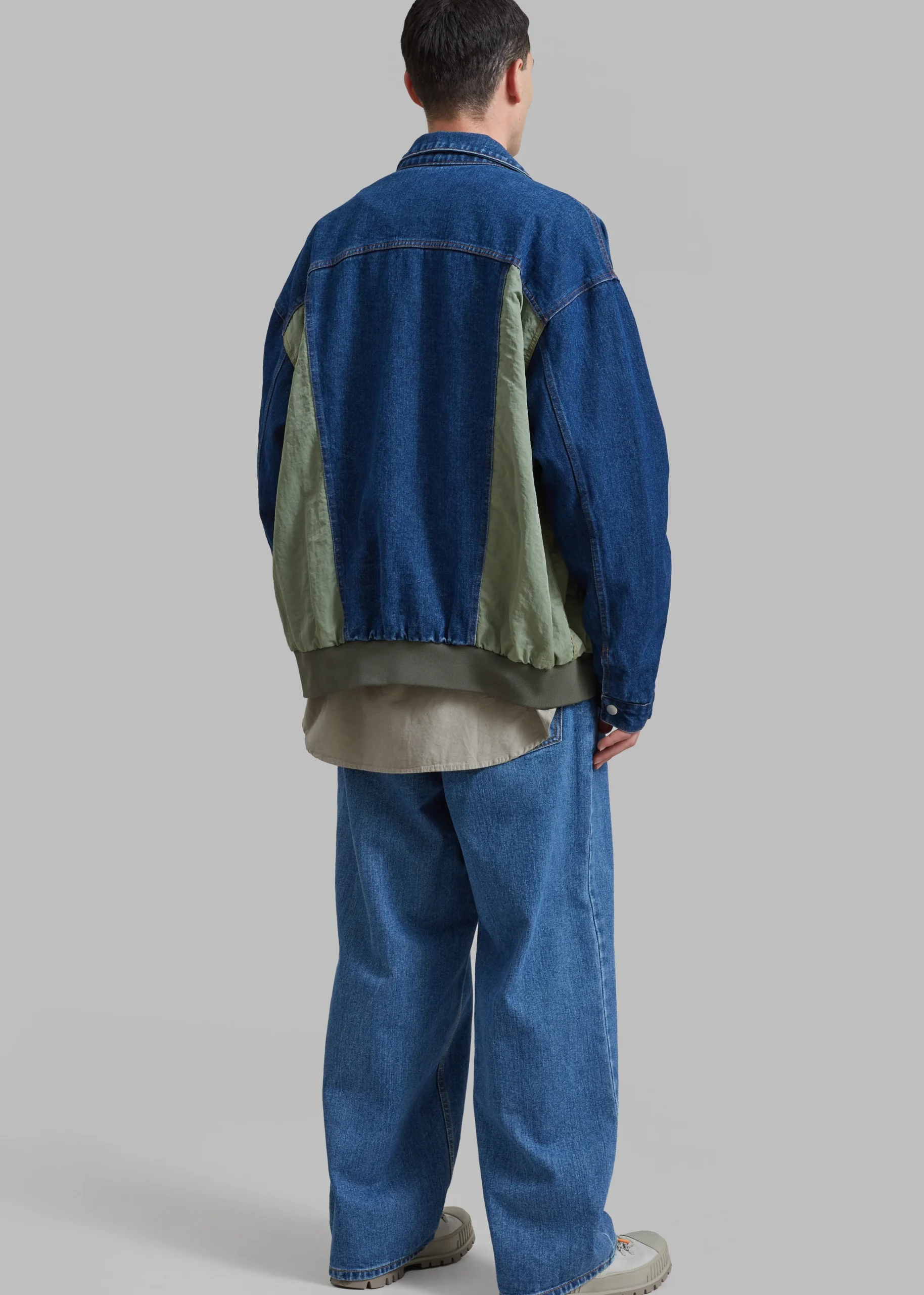 The Frankie Shop Nash Denim Color-Block Jacket Blue