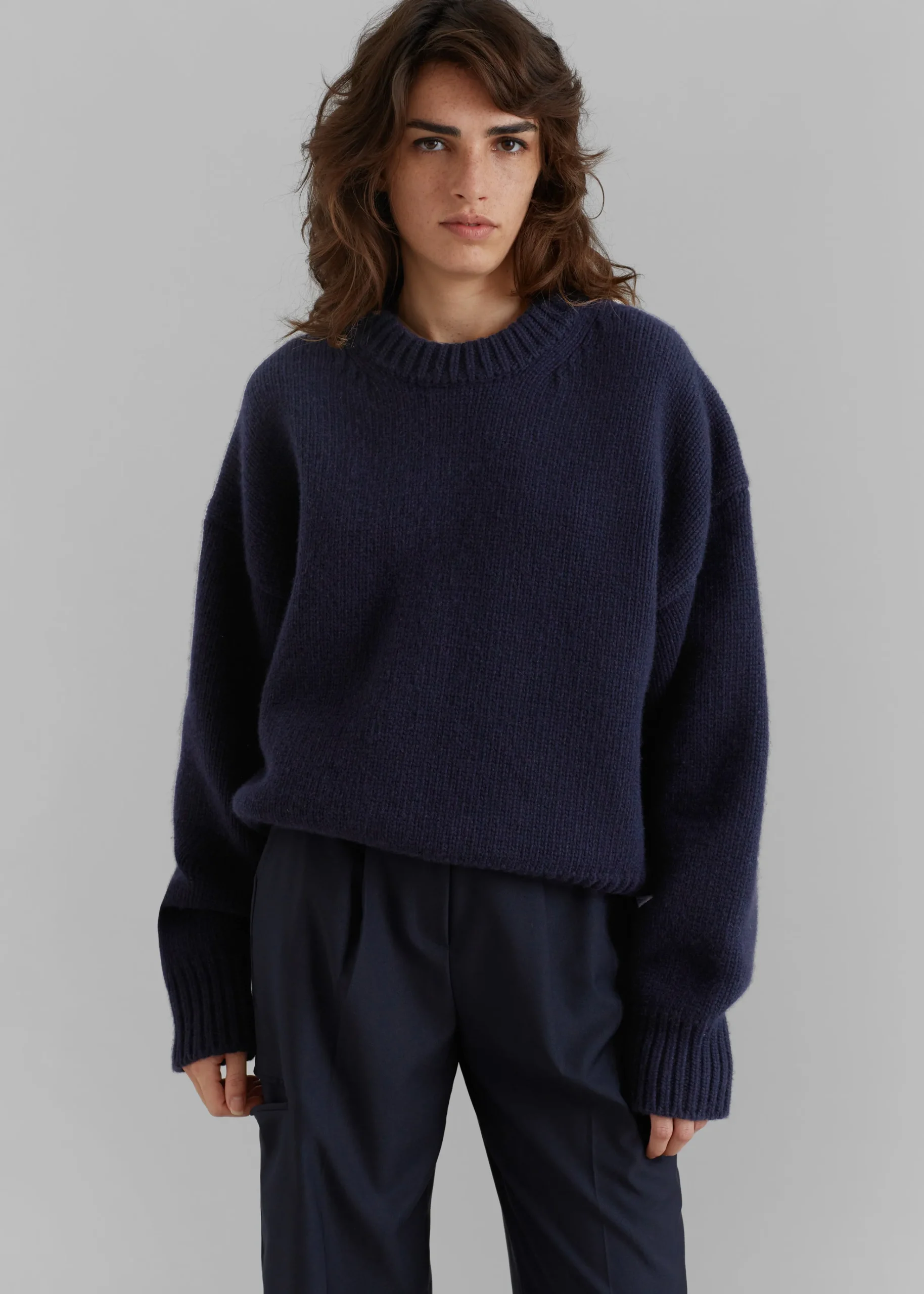 The Frankie Shop Natte Sweater Navy Outlet