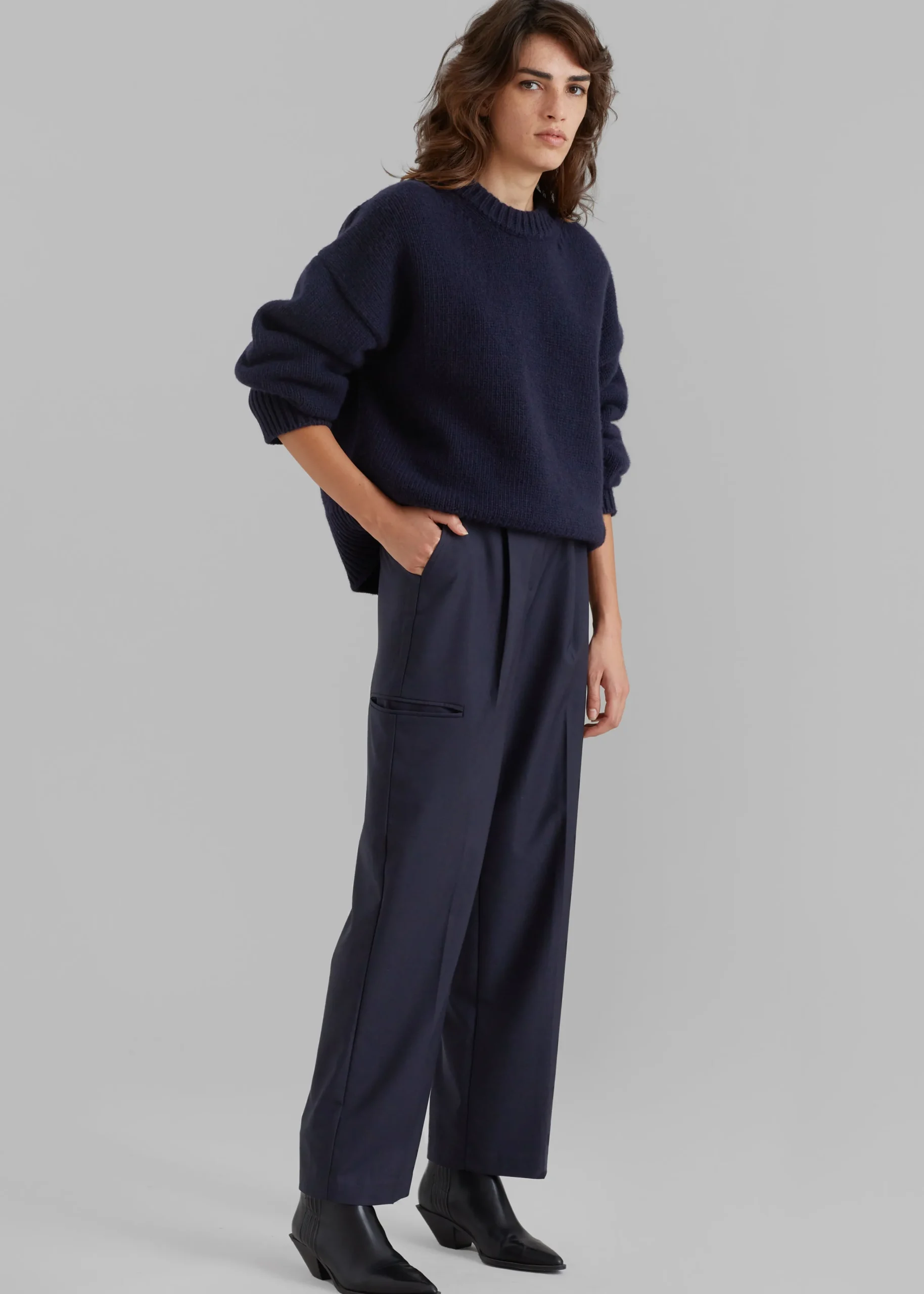 The Frankie Shop Natte Sweater Navy Outlet