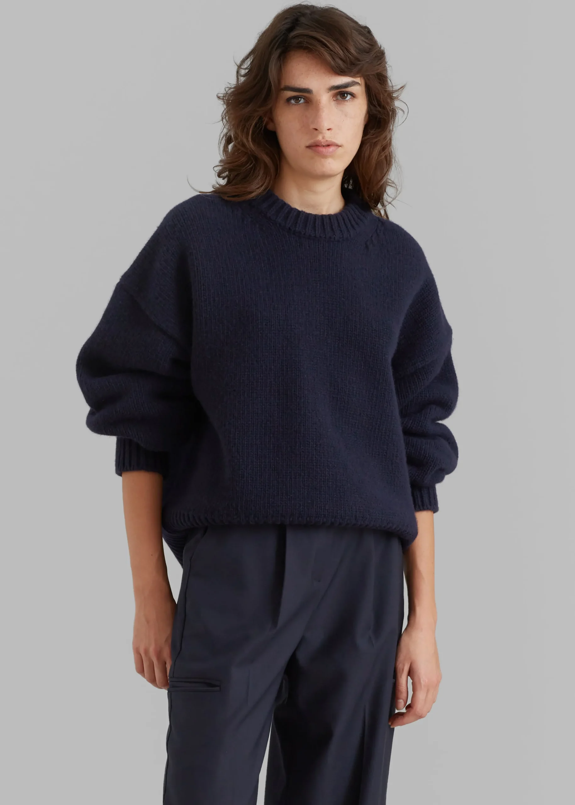 The Frankie Shop Natte Sweater Navy Outlet