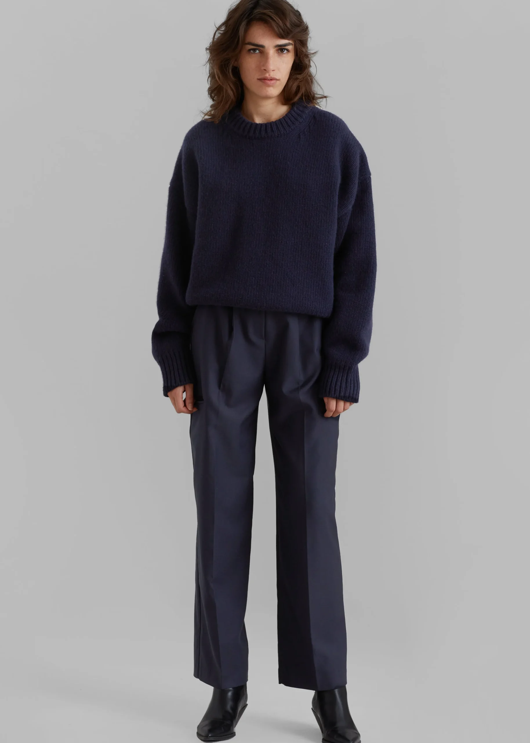 The Frankie Shop Natte Sweater Navy Outlet