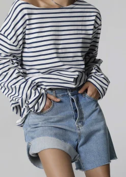 The Frankie Shop Neha Cropped Top Navy Stripe Outlet