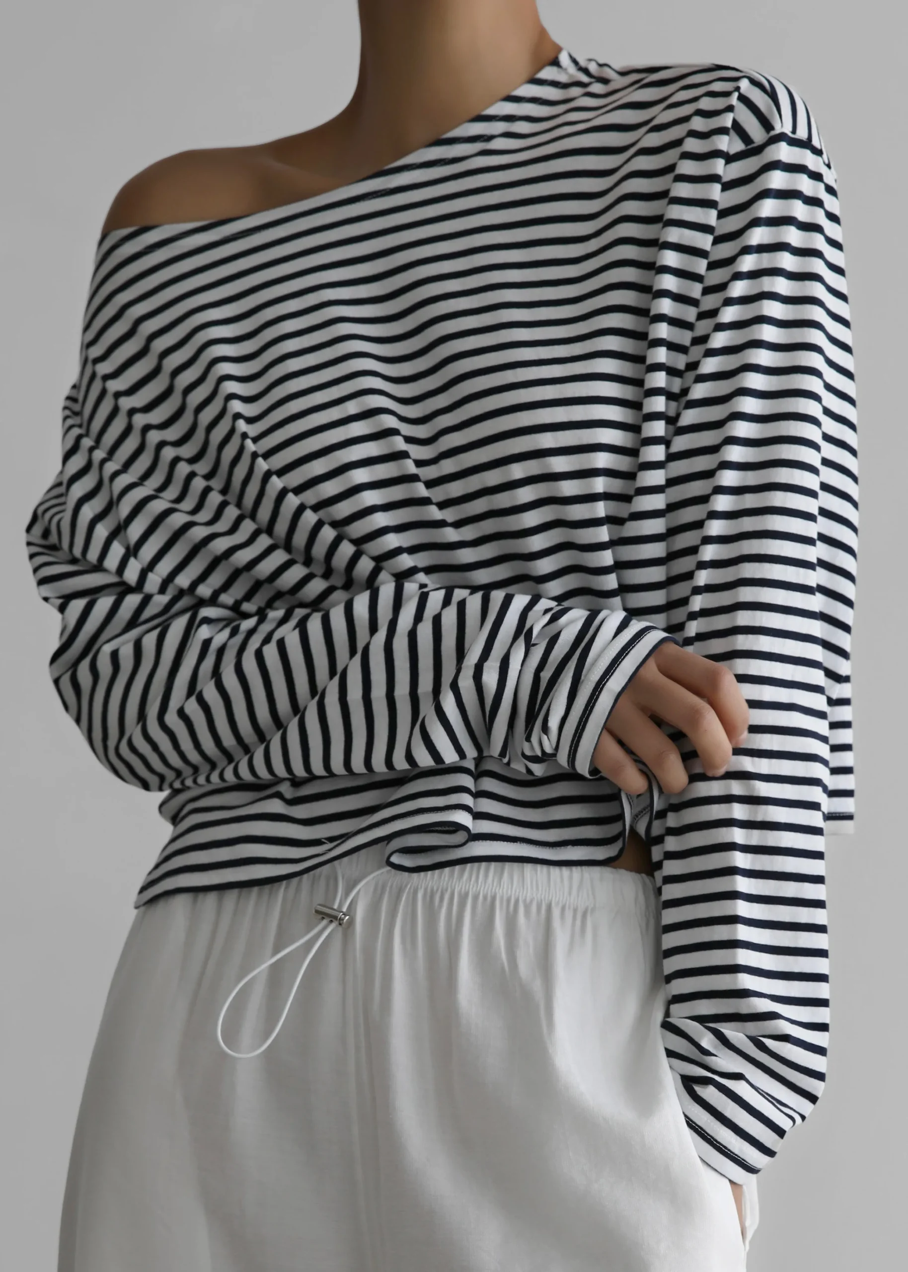 The Frankie Shop Neha Cropped Top Navy Stripe Outlet