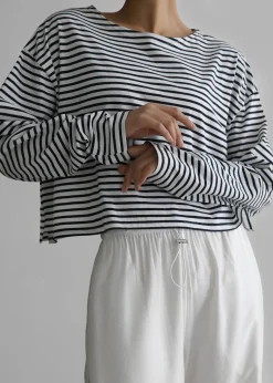 The Frankie Shop Neha Cropped Top Navy Stripe Outlet