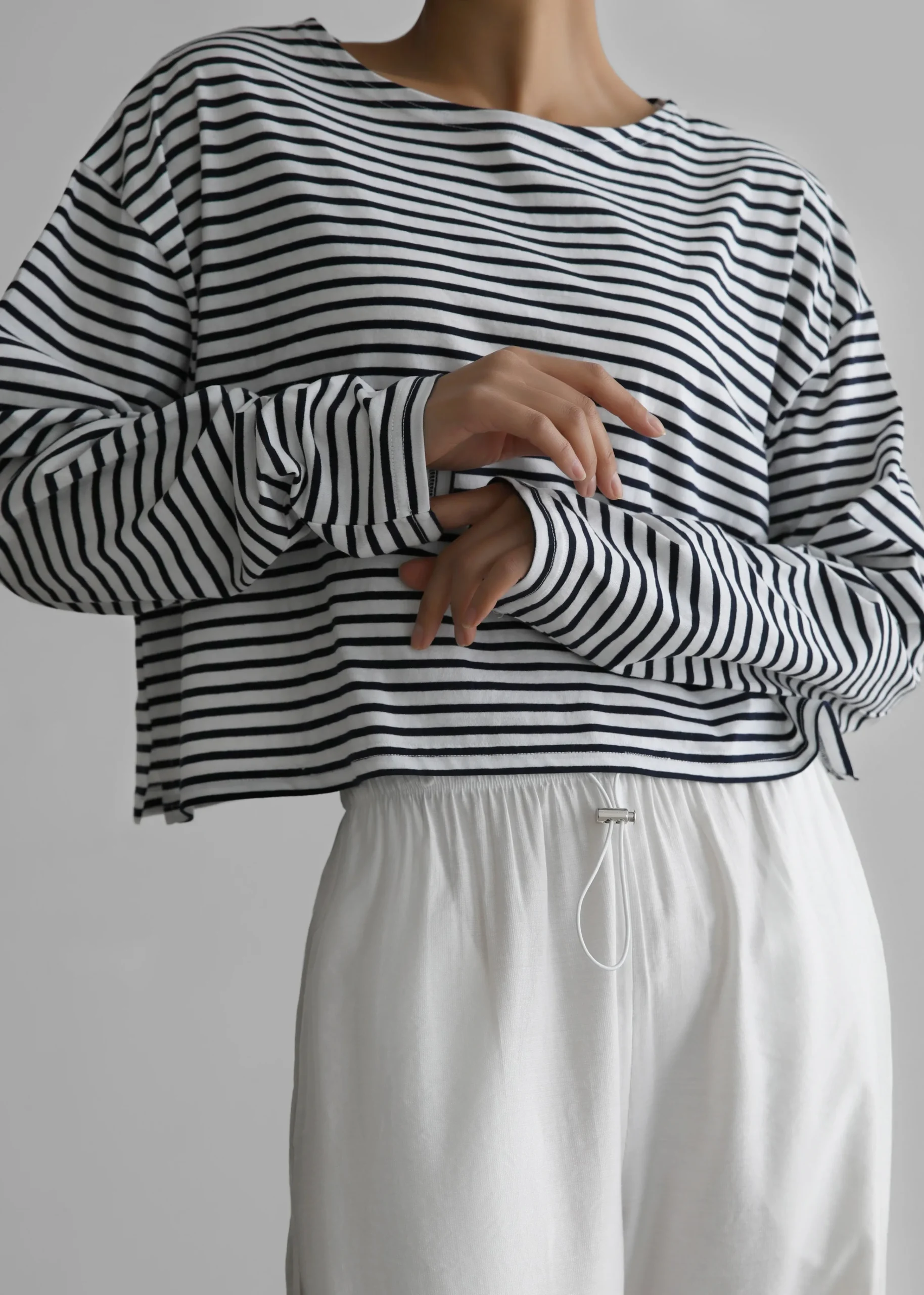 The Frankie Shop Neha Cropped Top Navy Stripe Outlet
