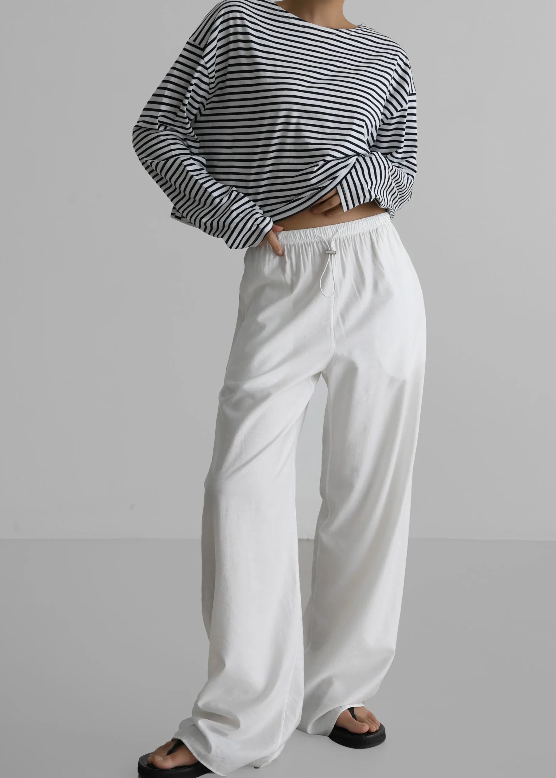 The Frankie Shop Neha Cropped Top Navy Stripe Outlet