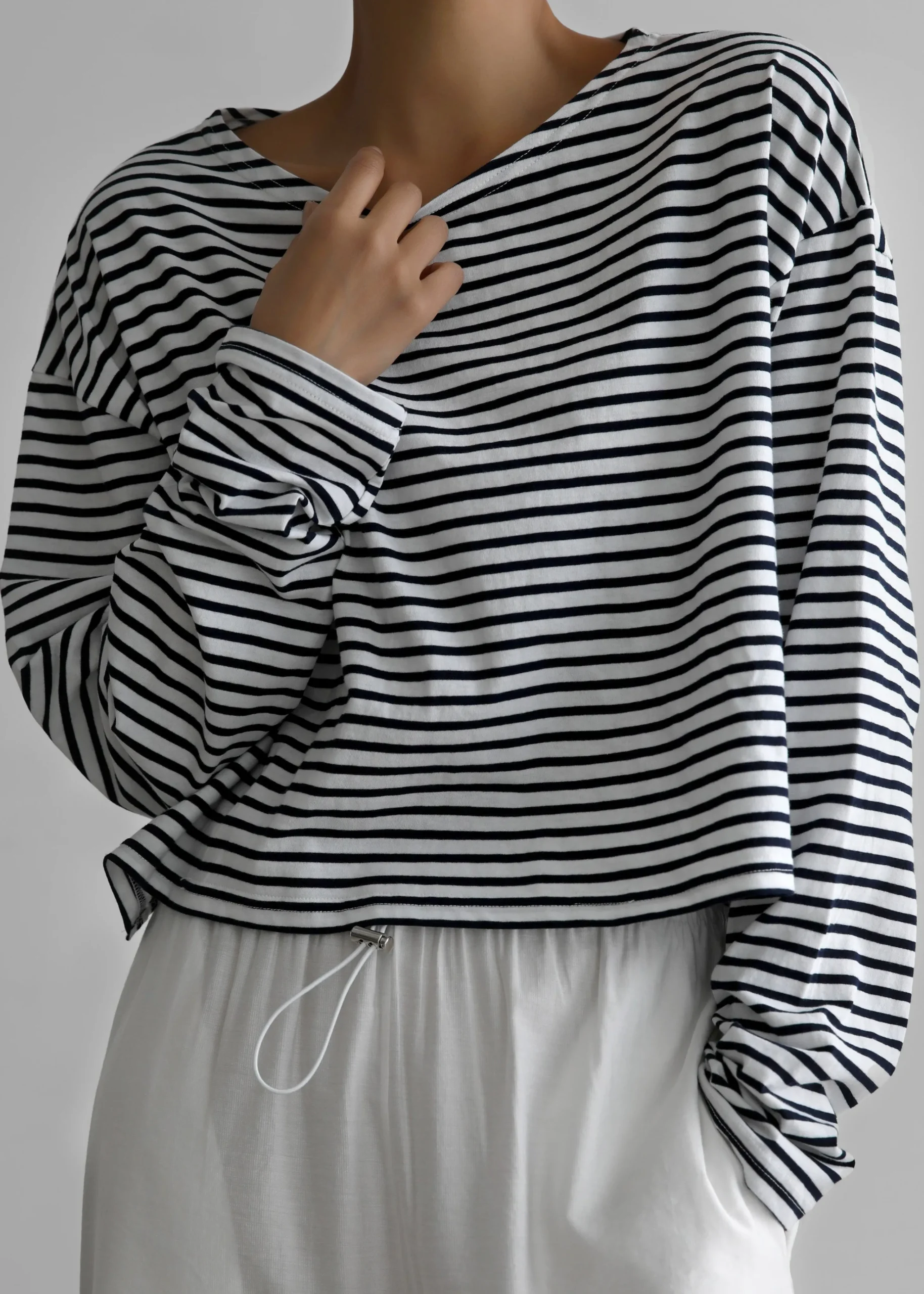 The Frankie Shop Neha Cropped Top Navy Stripe Outlet