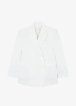 The Frankie Shop Nessi Double Breasted Blazer White Outlet