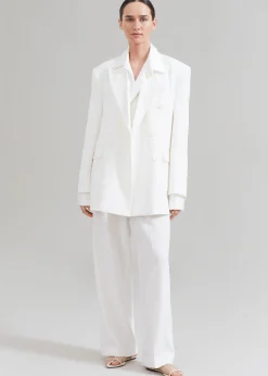 The Frankie Shop Nessi Double Breasted Blazer White Outlet