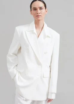 The Frankie Shop Nessi Double Breasted Blazer White Outlet